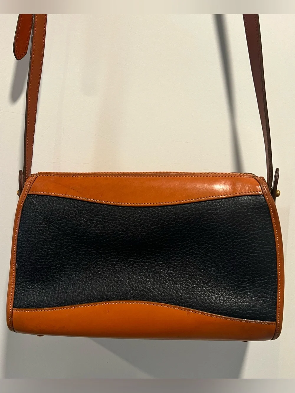 Vintage Dooney & Bourke Navy and Brown Two-Tone AWL Bag